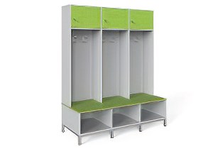 Sport öltözőbútor - 3 személyes, zárható ajtóval